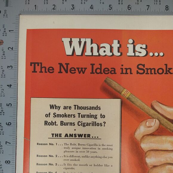 Robt Burns Cigarillos What is New Idea in Smoking? 10x14 1950 Retro Vtg PRINT AD - Picture 6 of 10